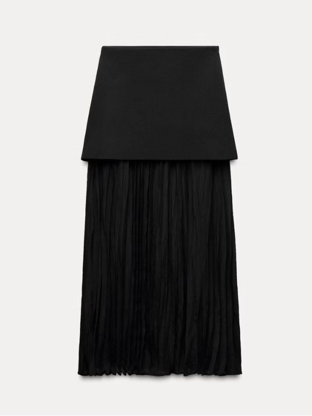 Zara Black Layered Pleated Maxi Skirt